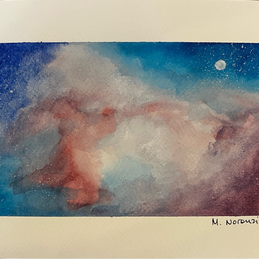 “Blue Cosmos” - hand painted, original water painting